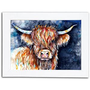 Highland Cow Watercolour Framed Art