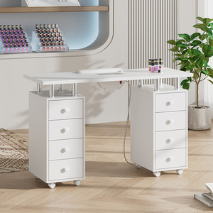 Mobile Rolling Manicure Station Nail Table with Dust Collector
