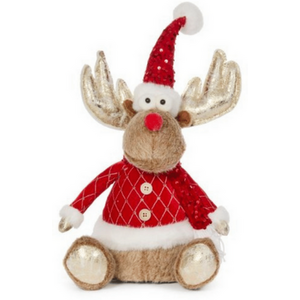 Sitting Plush Golden Dancer Reindeer Decoration