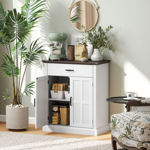 HOMCOM Sideboard Storage Cabinet with Tabletop and  Doors