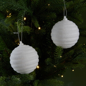 Set of 2 Round Flocked Baubles