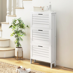HOMCOM 3 Flip Drawers Narrow Shoe Storage Cabinet