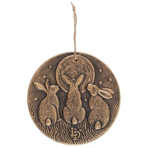 Moonlit Hares Terracotta Wall Plaque