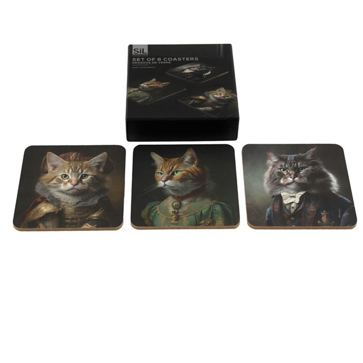 Image of Regal Cat Portrait Coaster Set 6&hellip;