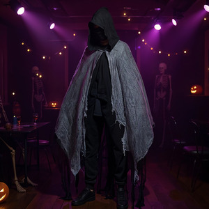 Halloween Skeleton Cosplay Cloak with Gothic Flair