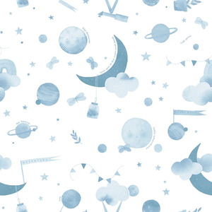 Little Dreamer by Amy Hart Wallpaper in Blue and White