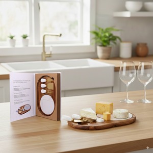 Acacia Wood Cheese Board Set with Marble Insert