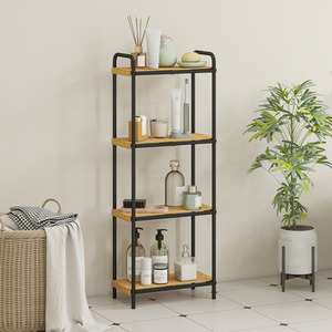 HOMCOM Bamboo Bathroom Shelf Freestanding Shelving Unit Natural