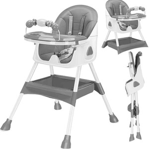 Foldable Baby High Chair with Toy Rack Easy to Clean