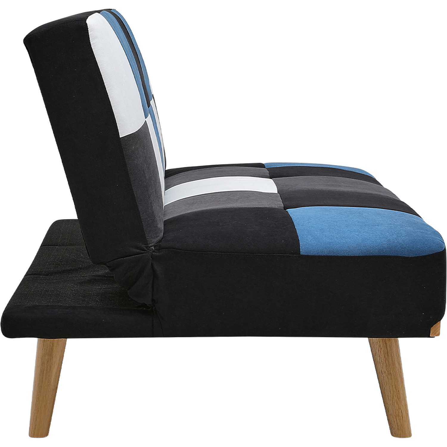 Patchwork Fabric 3-seater Sofa Bed - Blue
