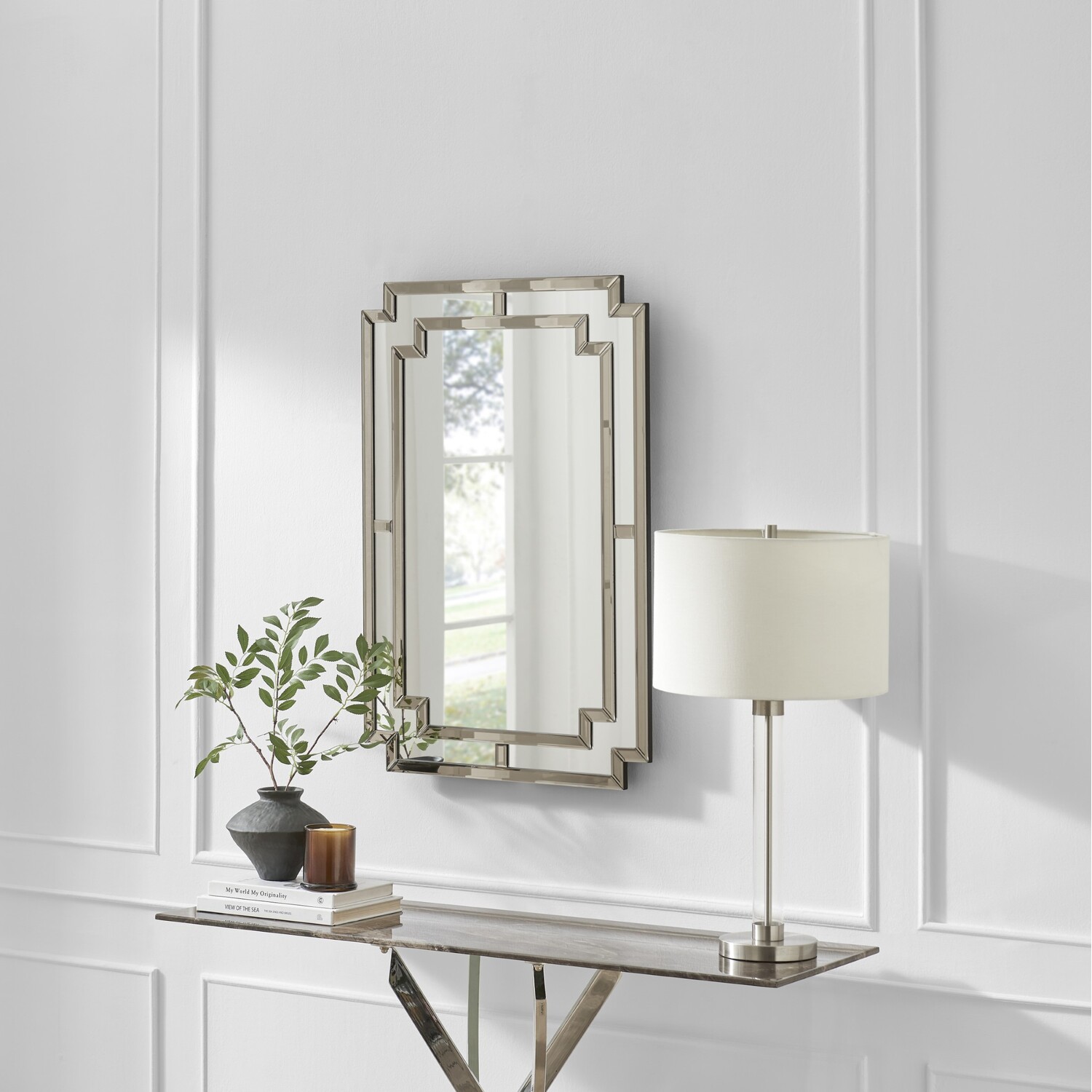 Image of Opaline Grey Deco Style Rectangle Wall&hellip;