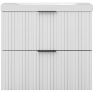 600mm White Bathroom Vanity Unit with Ceramice Sink Thick 2 Drawers