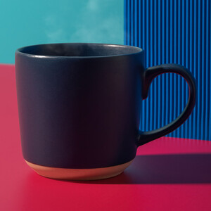 La Cafetire Navy Ceramic Mug with Unglazed Base, 350ml