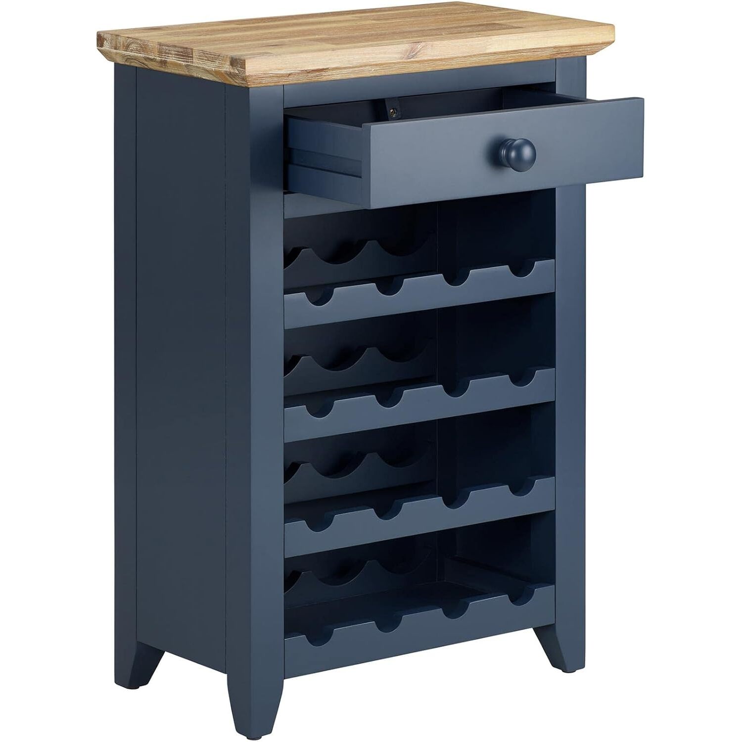 Florence Wine Rack With Drawer - Navy Blue