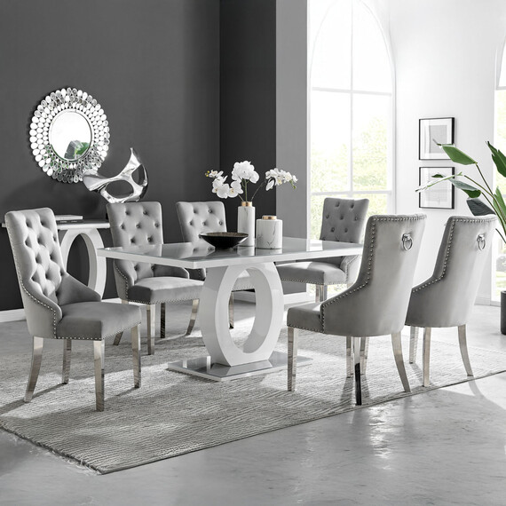 Giovani 6 Grey Table And 6 Belgravia Chairs