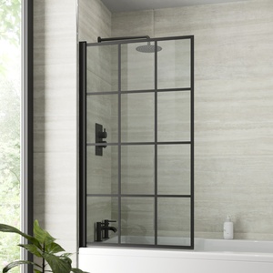 Black Grid Shower Screen