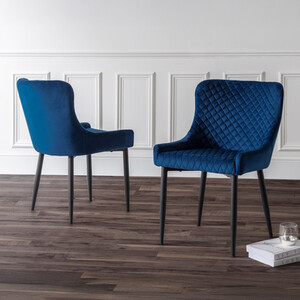 Set Of 2 Luxe Velvet Dining Chairs - Blue