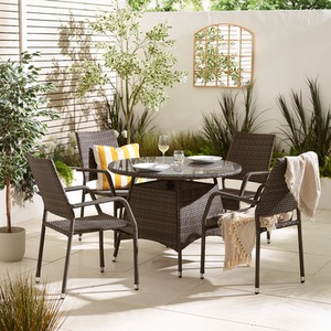 Antigua Rattan 4 Seat Round Table Garden Dining Set