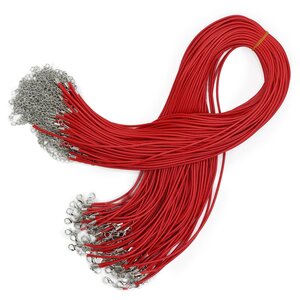 Red Waxed Cotton Pendant Cord with Metal Clasp