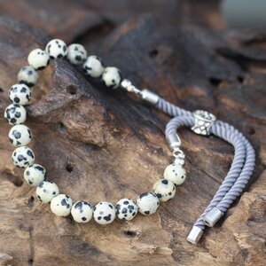 925 Silver Plated Gemstone Charcoal String Bracelet Collection