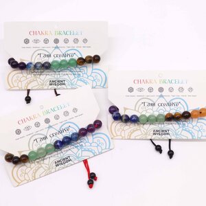 Chakra String Bracelet with 21 Gemstones  Affirmation - Creative Energy