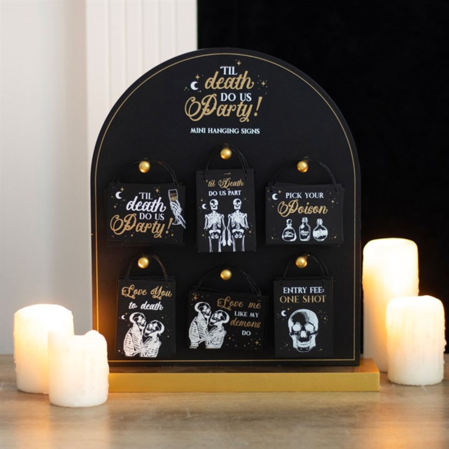 Set Of 36 Romantic Til Death Do Us Party Mini Signs For Weddings Events - Black