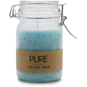 Pure Olive Wax Jar Candle Turquoise 25H Handmade Vegan Germany