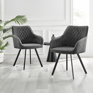 2x Falun Fabric Black Leg Dining Chairs