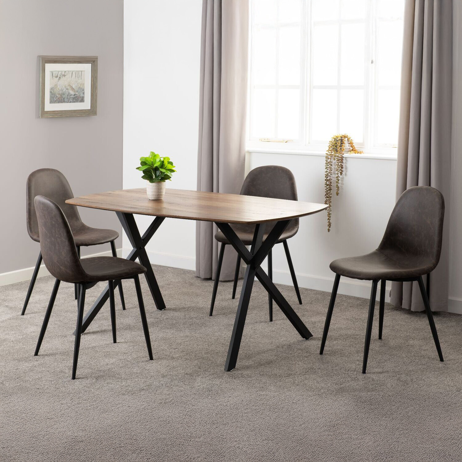 Athens Oak Rectangular Dining Set - oak effect