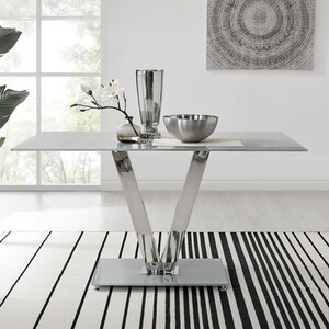 Florini Grey Glass And Metal V Dining Table