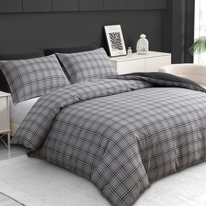 Double Brushed Microfibre Reversible Duvet Cover Set with Zipper Closure