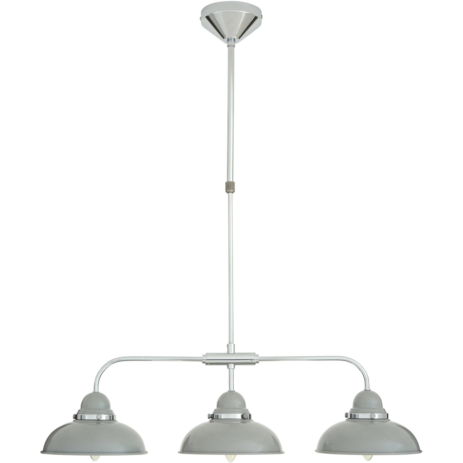 Jasper 3 Shades Light Grey And Chrome Pendant Light - Grey