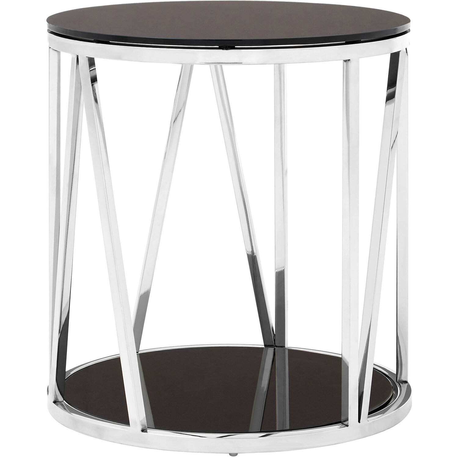 Alvaro Round Chrome Finish Side Table - Silver