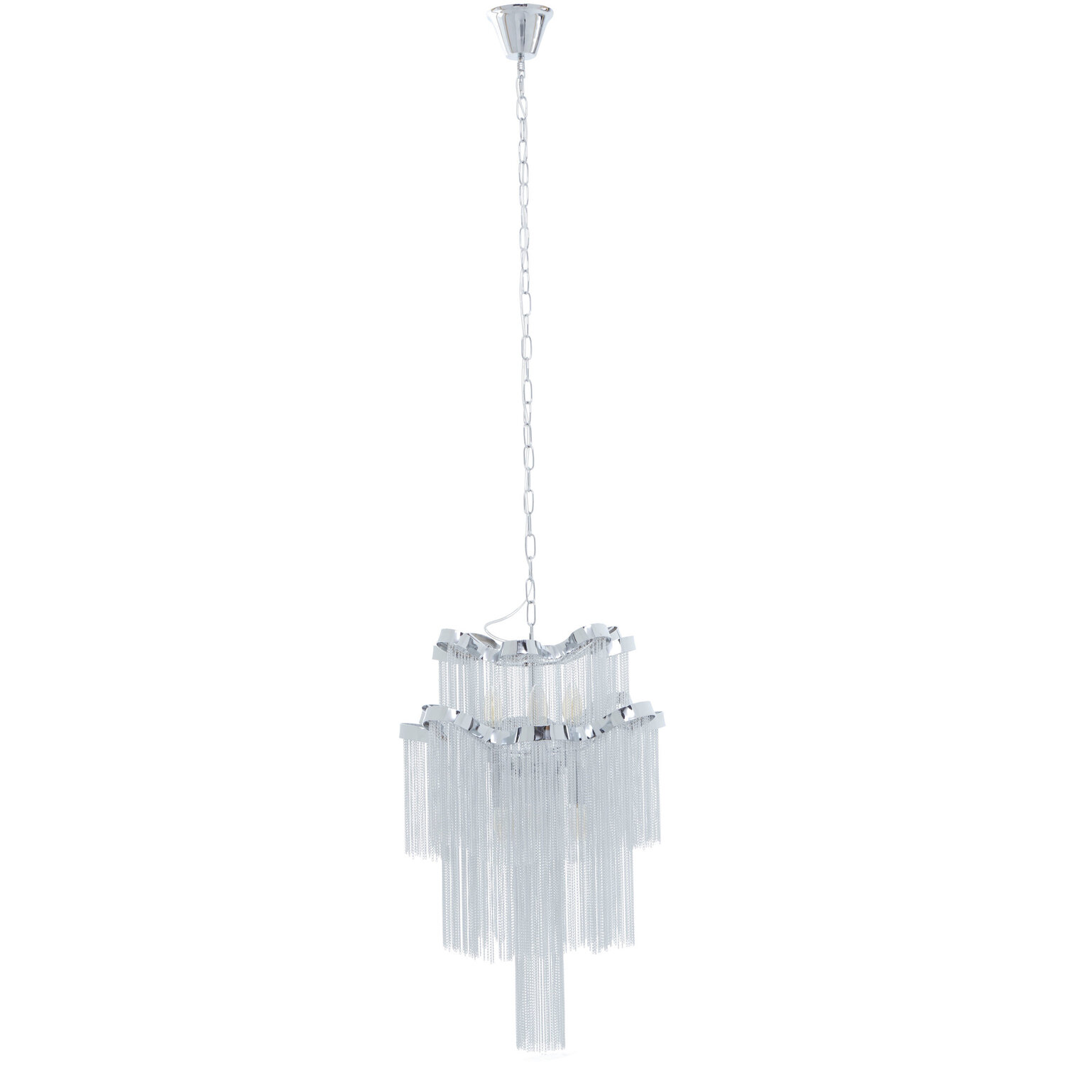 Lerici 2 Tier 6 Light Chrome Pendant 51cm - Silver
