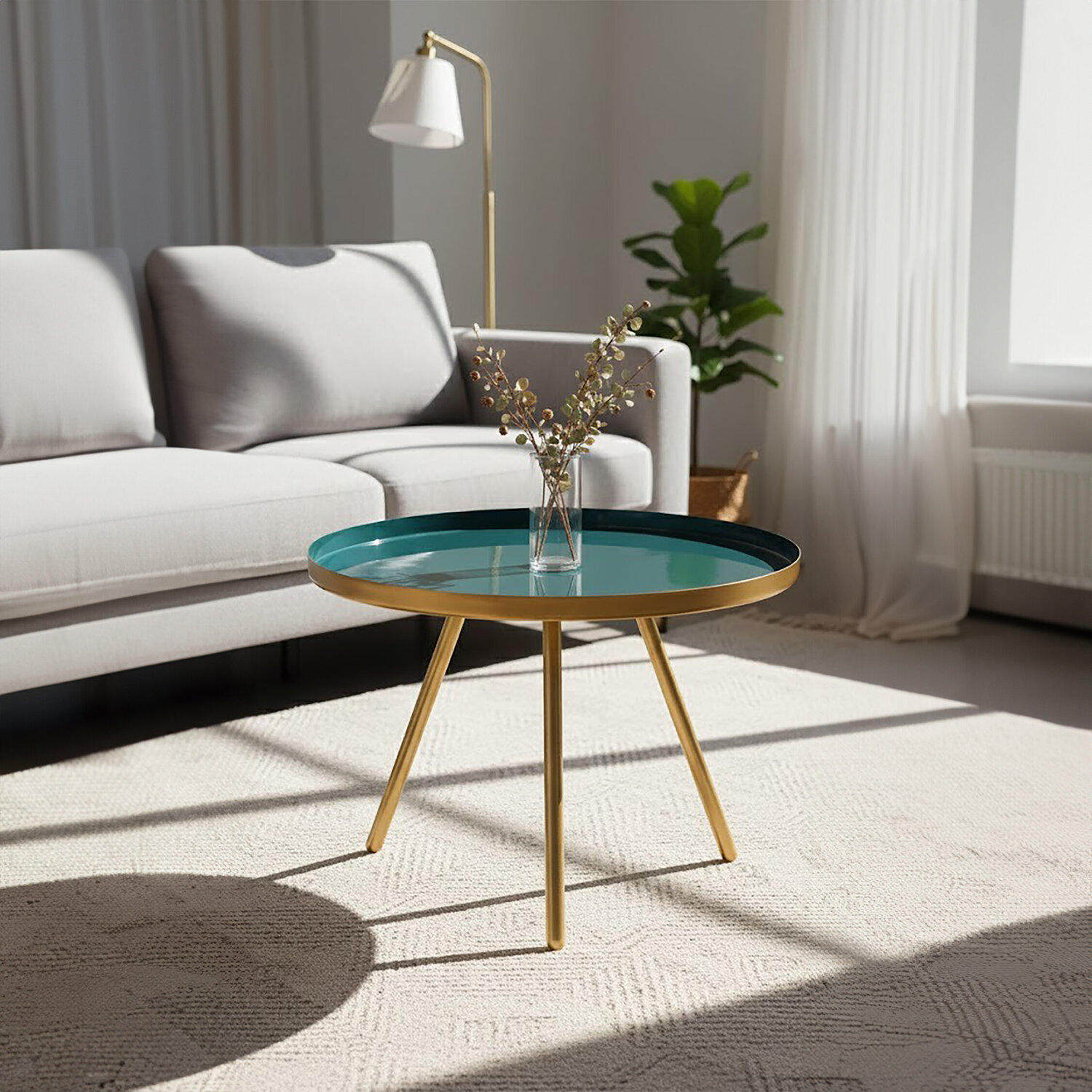 Enox Large Diesel Green and Gold Coffee Table - Gold