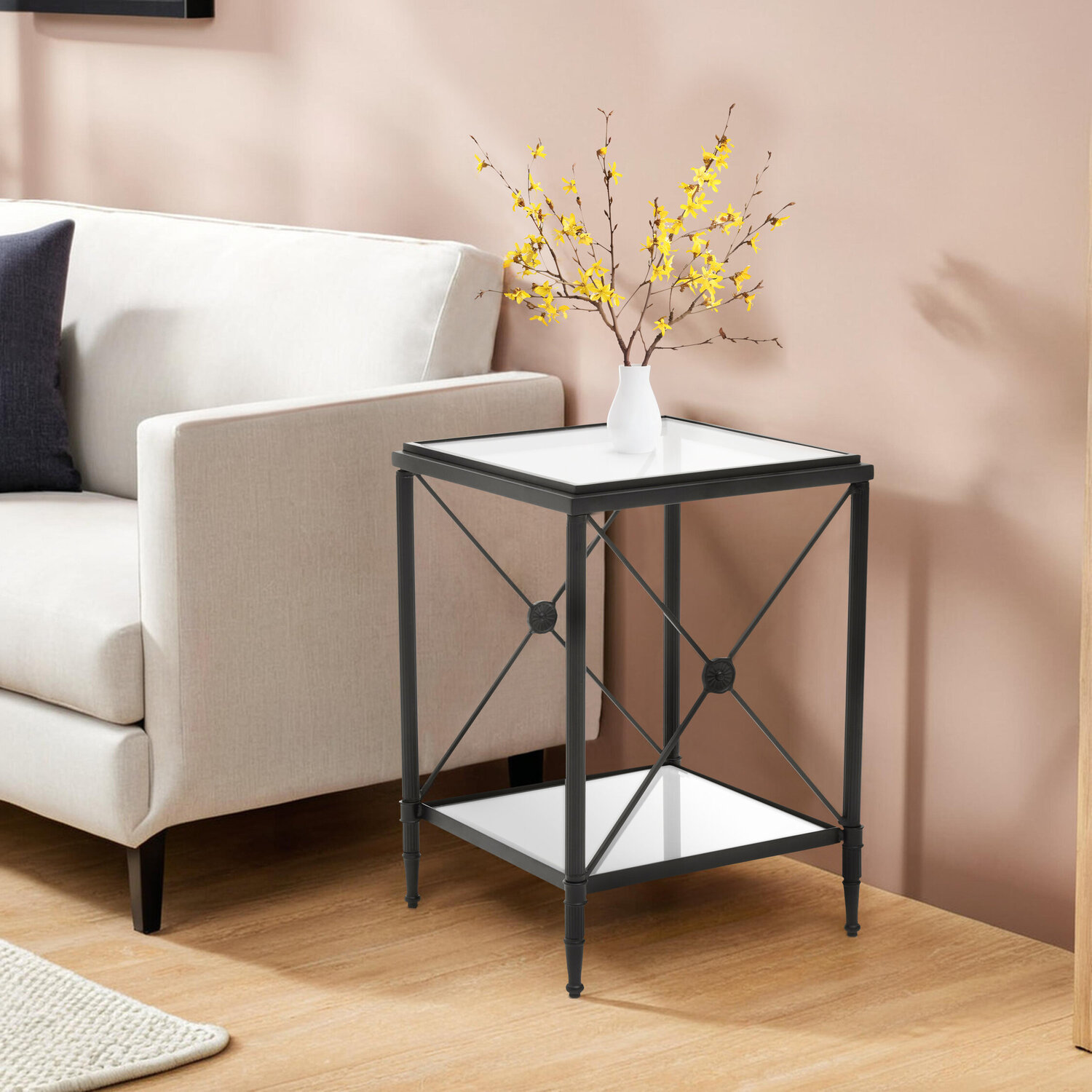 Axis Square Black Finish Side Table - Black