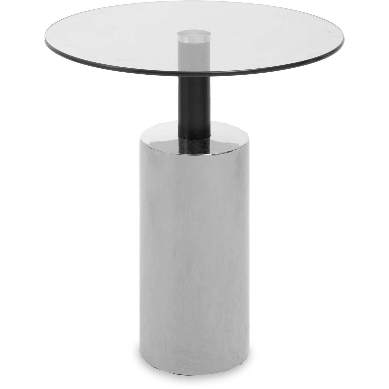 Oria Clear Glass Top and Silver Base Side Table - Silver