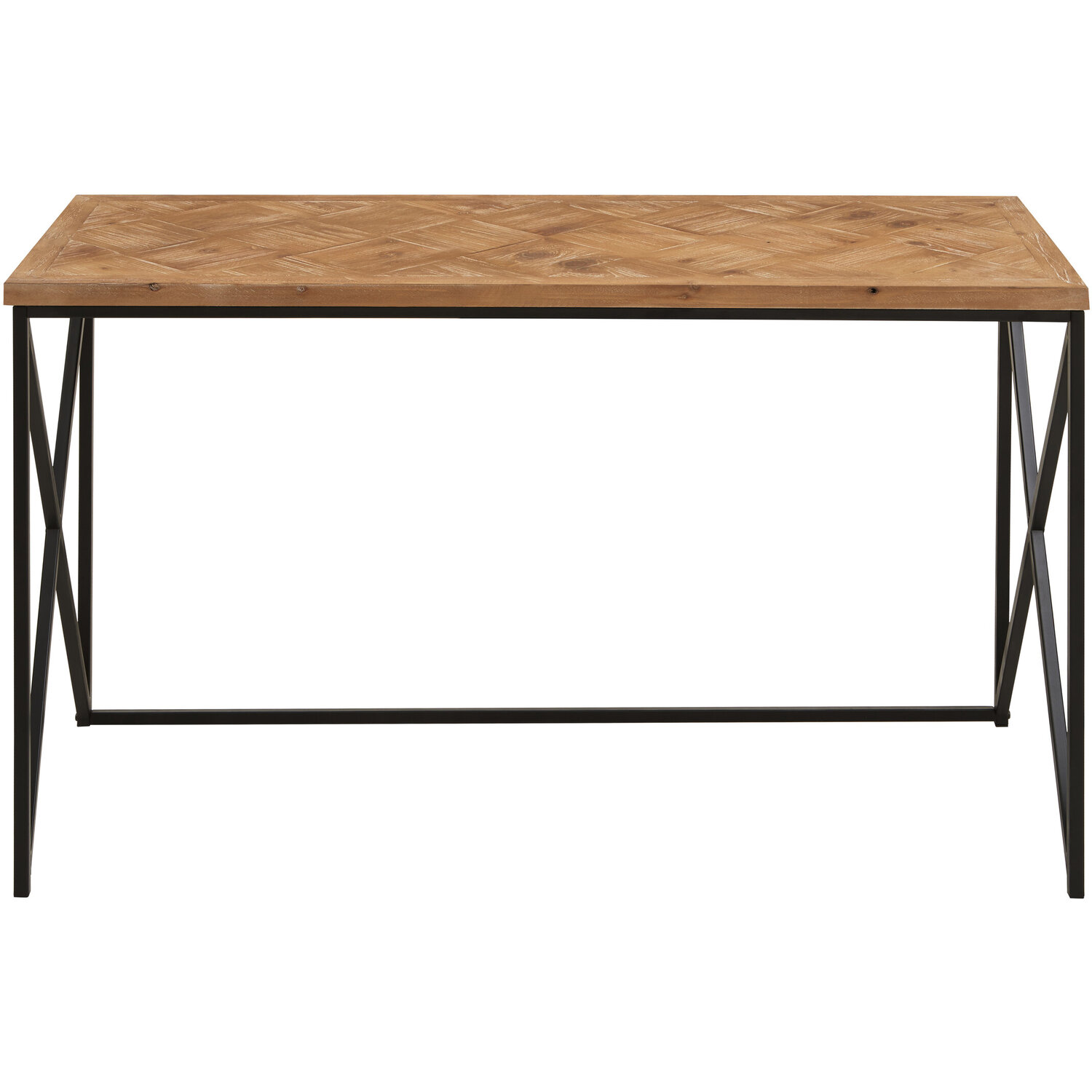 Kickford Parquet Fir Wood Console Table - Black