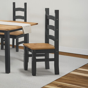 Corona Dining Chairs Pair x2 Solid Wood Mexican Pine Wooden