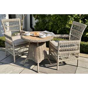 Costa Outdoor Wicker Bistro Table with Wood Top
