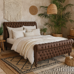 Paradise King Size Multi Tweed Buttoned Bed