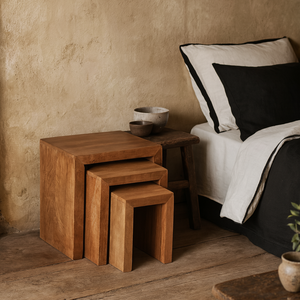 Manila Set of 3 Light Mango Wood Nesting Tables