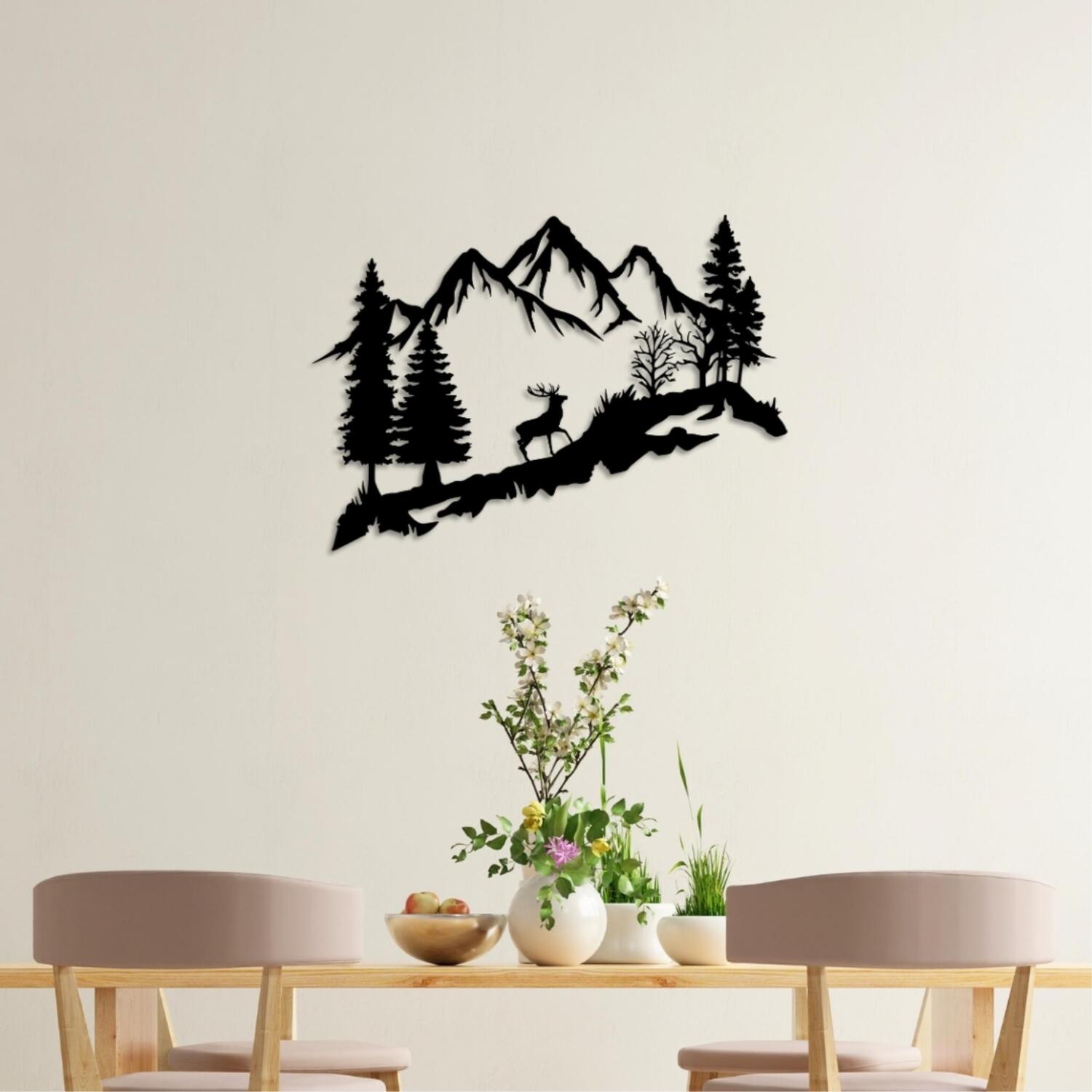Decortie Metal Wall Decor - African Tree Silhouette - Black - 60 x 42.5cm - Image 4