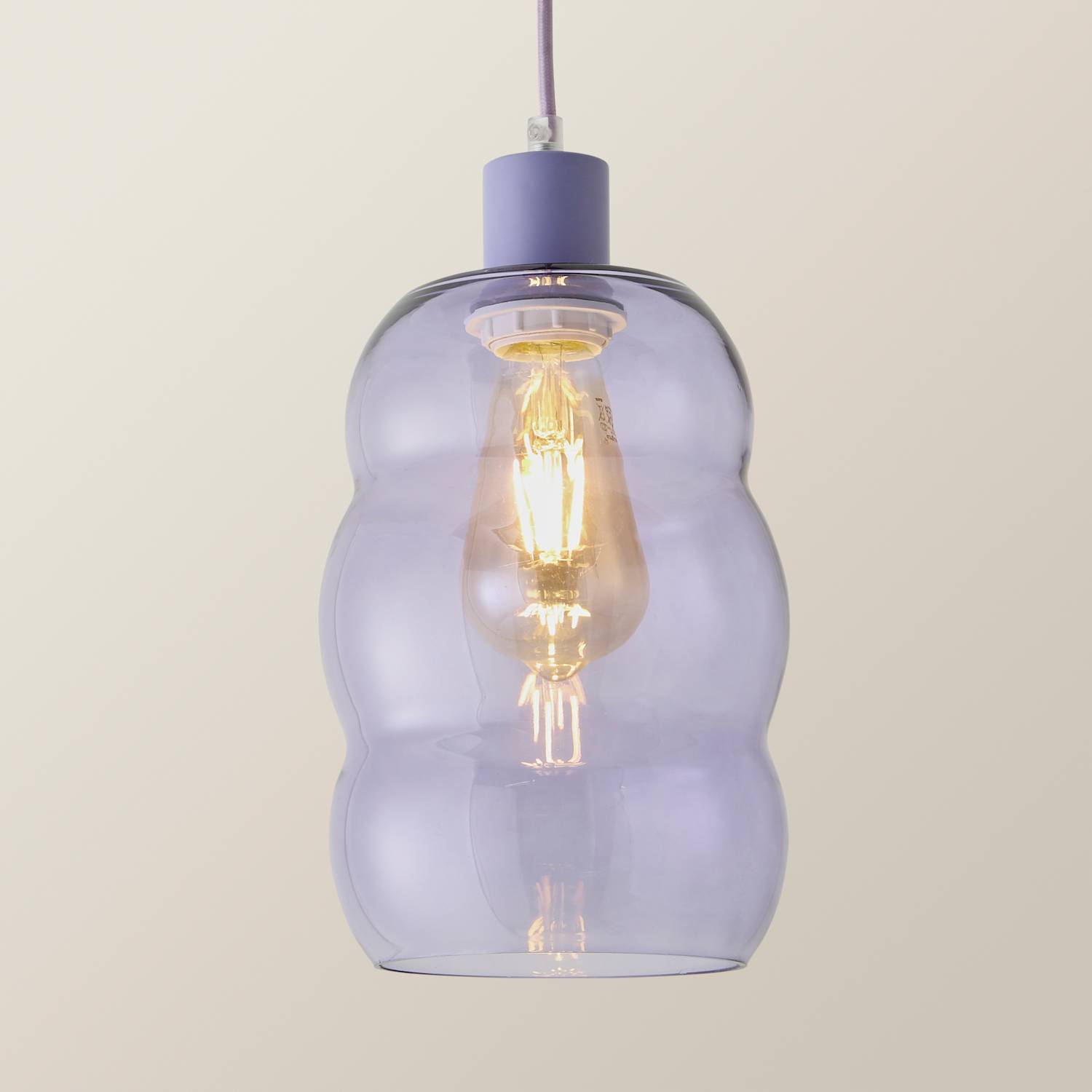 Valuelights Unisex Lilac Lolly Glass Bubble Pendant Ceiling Light With Bulb - Image 4