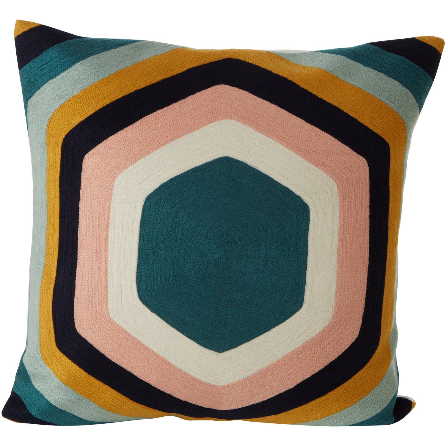 Bosie Ozella Hexagonal Design Embroidered Cushion - Multicolour