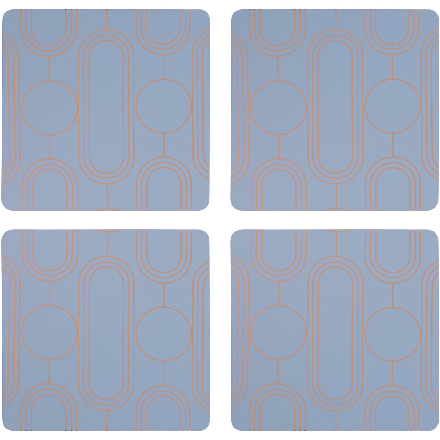 Frosted Deco Set of 4 Blue Coasters - Blue
