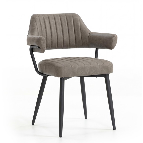 Remington Mid-Century Leather Style Dining Chair  Tan with Black Metal Legs
