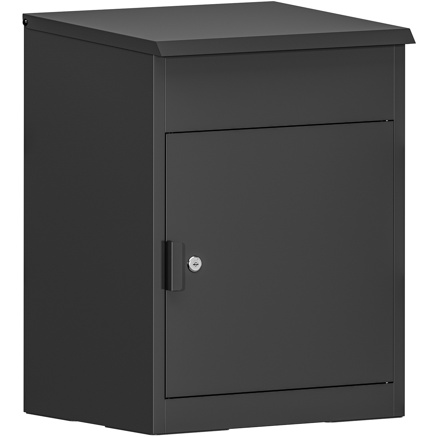 Birchtree Lockable Parcel Drop Box 58Cm Small Secure Outdoor Metal Delivery Box Black - Grey / 58Cm