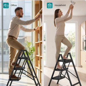 Step Ladder, Folding Step Stool, 3-Step Foldable Ladder