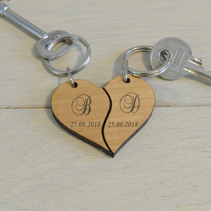 Personalised Initials & Date Key Ring - Set of 2